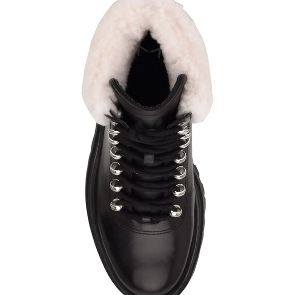 Marc Fisher Ltd. Pierson Black Leather Lug Sole Bootie Women's Boots - Picture 6 of 7